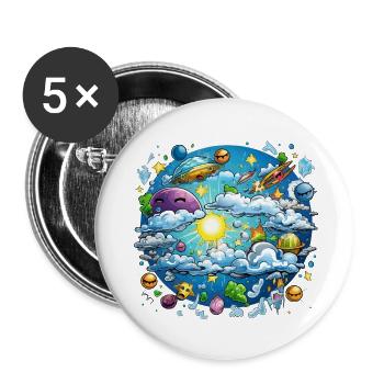 Cloud Cosmos Fantasy World - Buttons small 1''/25 mm (5-pack) - white - Front