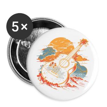 Ukulele Illustration - Buttons small 1''/25 mm (5-pack) - white - Front