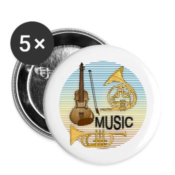 Musikinstrumente - Buttons klein 25 mm (5er Pack) - Weiß - Vorne