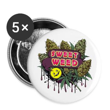 Sweet Weed - Buttons small 1''/25 mm (5-pack) - white - Front