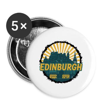 Edinburgh Castle City Skyline Vintage-Abzeichen - Buttons klein 25 mm (5er Pack) - Weiß - Vorne