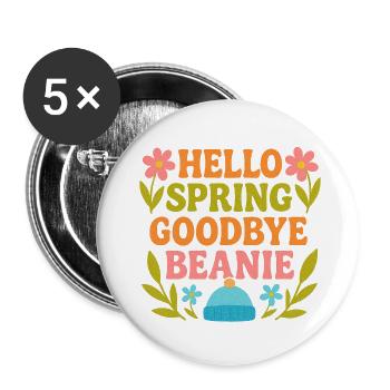 Bonjour Spring Goodbye Cap - Lot de 5 petits badges (25 mm) - blanc - Devant