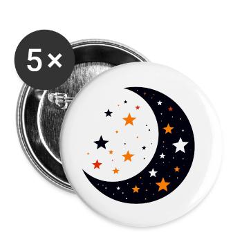 Moon and Stars Moon Star Pattern of Night Motif - Buttons small 1''/25 mm (5-pack) - white - Front