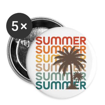 Retro Sommer Palmen Sonnenuntergang Vibes - Buttons klein 25 mm (5er Pack) - Weiß - Vorne