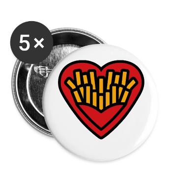Heart Fries Pop Art - Buttons klein 25 mm (5er Pack) - Weiß - Vorne
