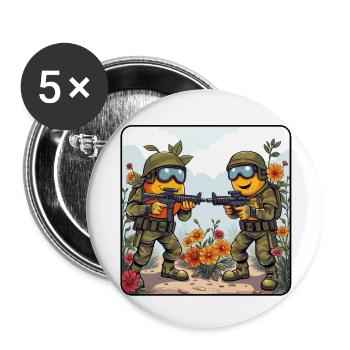 Blossom Fight Duo - Lot de 5 petits badges (25 mm) - blanc - Devant