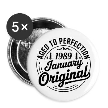 janvier 1989 – Légende des sommets et montagnes - Lot de 5 petits badges (25 mm) - blanc - Devant