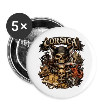 CORSICA Original  - Lot de 5 petits badges (25 mm) - blanc - Devant