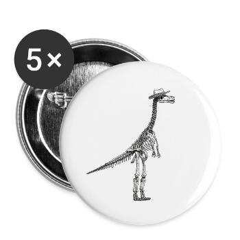 Dino squelette avec un design de gentleman chapeau - Lot de 5 petits badges (25 mm) - blanc - Devant