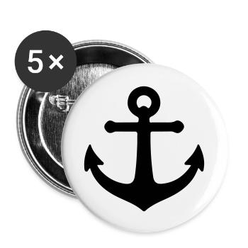 Icône d’ancre - Lot de 5 petits badges (25 mm) - blanc - Devant