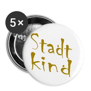 City Child Hand Lettering Gold - Buttons small 1''/25 mm (5-pack) - white - Front