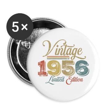 Millésime 1956 - Lot de 5 petits badges (25 mm) - blanc - Devant