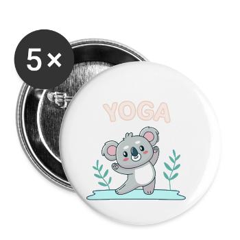 Koala Yoga Zen Pastel - Buttons klein 25 mm (5er Pack) - Weiß - Vorne