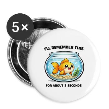 Laughing Goldfish Saying Aquarium - Buttons small 1''/25 mm (5-pack) - white - Front