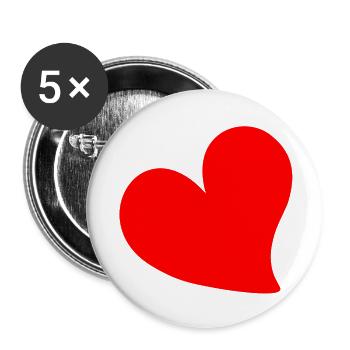 HEART VALENTINES DAY - Buttons small 1''/25 mm (5-pack) - white - Front