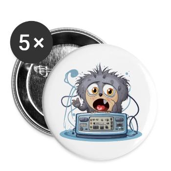 Cuddly Monster Boombox - Buttons small 1''/25 mm (5-pack) - white - Front