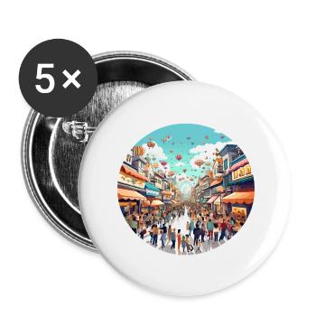 Ballonfest Straßenszene - Buttons klein 25 mm (5er Pack) - Weiß - Vorne