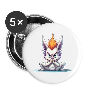 Wütendes Mohawk Häschen - Buttons klein 25 mm (5er Pack) - Weiß - Vorne