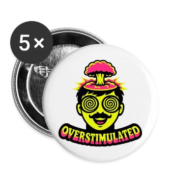 Overstimulated Neon Kopf - Buttons klein 25 mm (5er Pack) - Weiß - Vorne