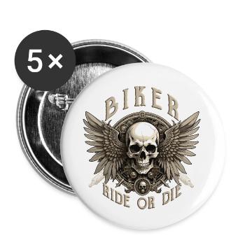 BIKER - Buttons klein 25 mm (5er Pack) - Weiß - Vorne