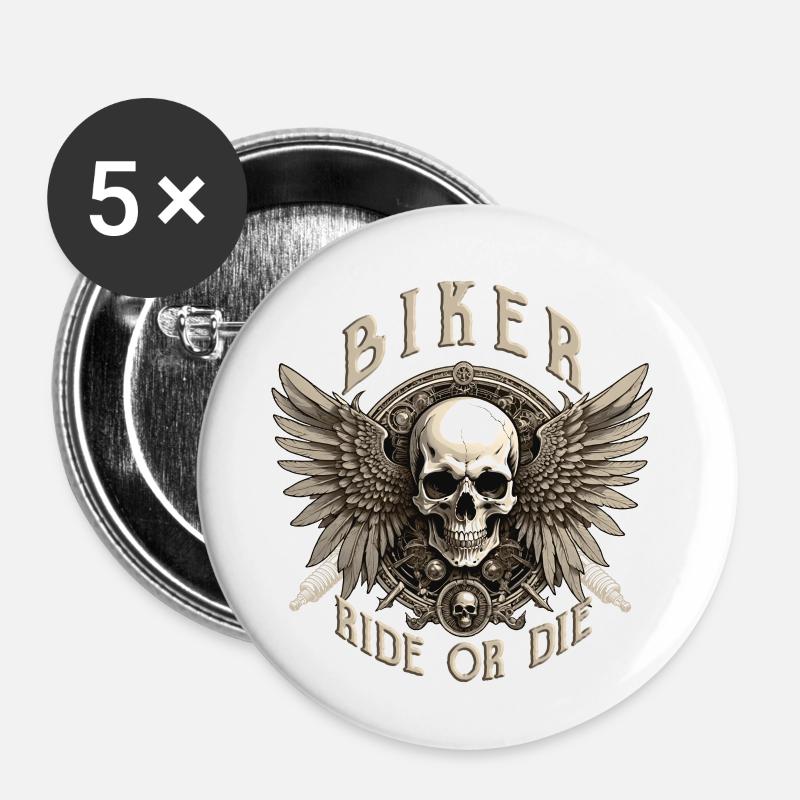 BIKER - Buttons klein 25 mm (5er Pack) - Weiß
