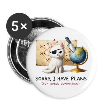 Evil Cat World Domination Plans - Buttons small 1''/25 mm (5-pack) - white - Front