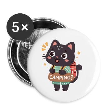 Buntes Camper-Kätzchen - Buttons klein 25 mm (5er Pack) - Weiß - Vorne