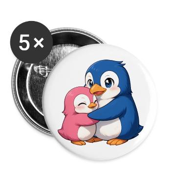 Kuschelige Pinguinfreunde - Buttons klein 25 mm (5er Pack) - Weiß - Vorne
