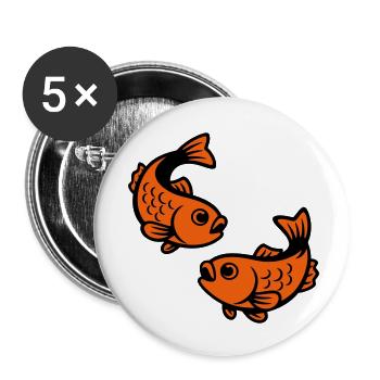 Fische im Japan Style - Buttons klein 25 mm (5er Pack) - Weiß - Vorne