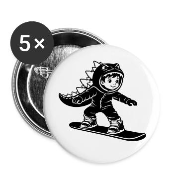 Dragon Garçon du Snowboard - Lot de 5 petits badges (25 mm) - blanc - Devant