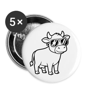 Cool Cow Sunglasses Casual Vector - Buttons small 1''/25 mm (5-pack) - white - Front