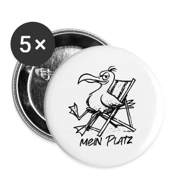 Pélican sur la chaise longue – Chez moi - Lot de 5 petits badges (25 mm) - blanc - Devant