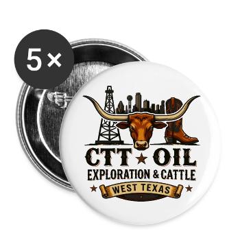 Longhorn West Texas Vintage CTT Ölexploration - Buttons klein 25 mm (5er Pack) - Weiß - Vorne