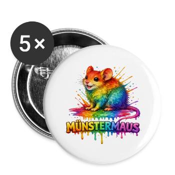 Munster Mouse Rainbow - Buttons small 1''/25 mm (5-pack) - white - Front