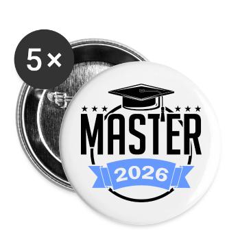 Master 2026 Abschluss Promotion Sponsion - Buttons klein 25 mm (5er Pack) - Weiß - Vorne