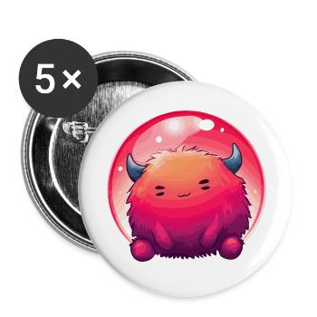Dégradé du visage de monstre duveteux - Lot de 5 petits badges (25 mm) - blanc - Devant