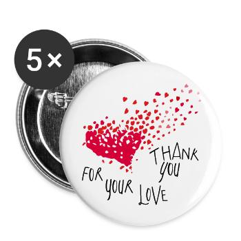 Thank You - Buttons klein 25 mm (5er Pack) - Weiß - Vorne