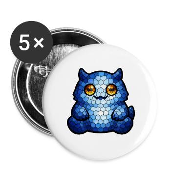 Mosaic Cat Blue-eye - Buttons small 1''/25 mm (5-pack) - white - Front