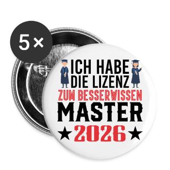 Master 2026 Graduation Graduation - Buttons small 1''/25 mm (5-pack) - white - Front
