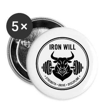 Iron Will Bull - Buttons small 1''/25 mm (5-pack) - white - Front