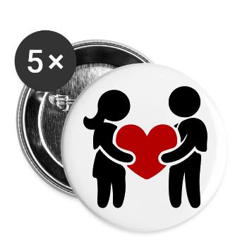 Couple In Love Heart - Buttons small 1''/25 mm (5-pack) - white - Front
