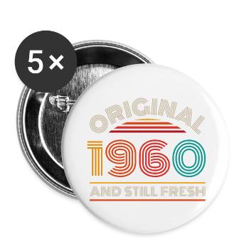 Vintage 1960 - Buttons klein 25 mm (5er Pack) - Weiß - Vorne