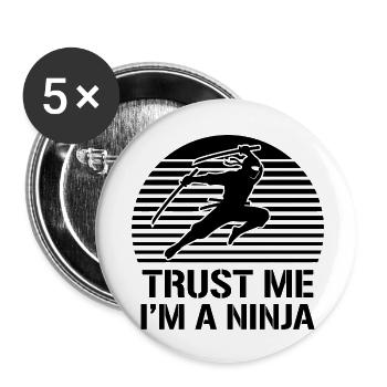 Vertrau mir, ich bin ein Ninja, lustiges Sonnenuntergangsdesign - Buttons klein 25 mm (5er Pack) - Weiß - Vorne