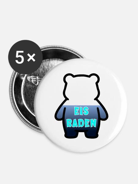 Eisbaden Bär - Buttons klein 25 mm (5er Pack) - Weiß