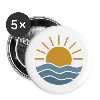 Goldene Sonnenaufgangswellen - Buttons klein 25 mm (5er Pack) - Weiß - Vorne