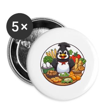 Cooking penguin in a vegetable basket - Buttons small 1''/25 mm (5-pack) - white - Front