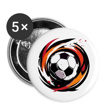 Farbwirbel Fußballball Fussball Deutschland Farben - Buttons klein 25 mm (5er Pack) - Weiß - Vorne