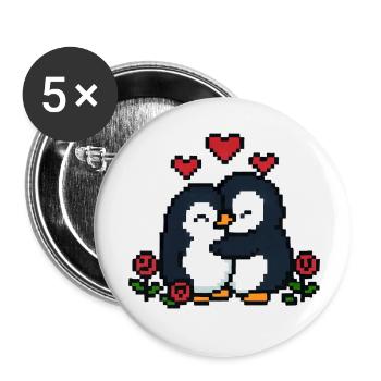 Pixel Penguin - Lot de 5 petits badges (25 mm) - blanc - Devant