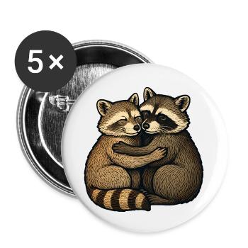Amitié avec les ratons laveurs - Lot de 5 petits badges (25 mm) - blanc - Devant