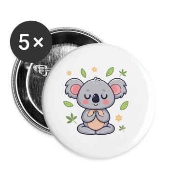 Zen-Koala-Blätter und -Blumen - Buttons klein 25 mm (5er Pack) - Weiß - Vorne